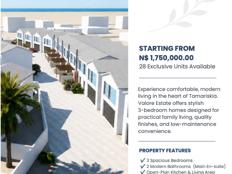 Aerial perspective of the Valora Estate townhouse development, showcasing the modern architectural layout, paved driveways, and private outdoor spaces in Tamariskia.