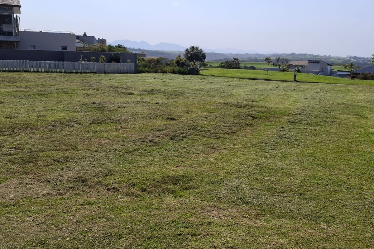 A spacious, well-maintained vacant residential plot featuring a level lawn, boundary fencing, and scenic distant mountain views.