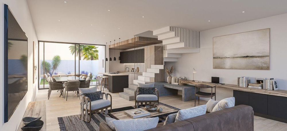 Open plan kitchen,living and dining room