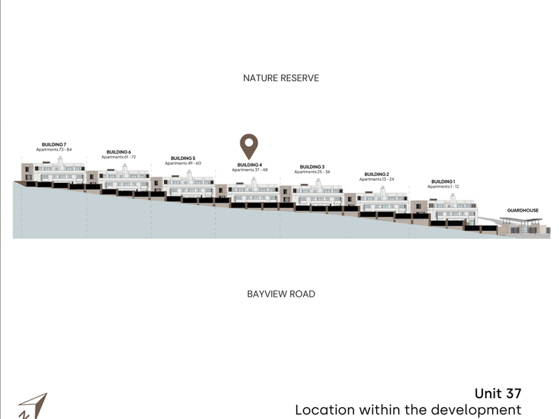 A site plan diagram illustrating the location of Unit 37 within Building 4 of the residential development.