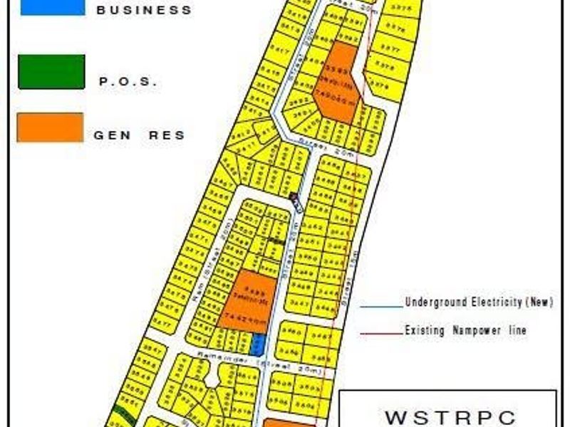 A detailed site layout plan showing residential, business, and utility zoning for the property development.