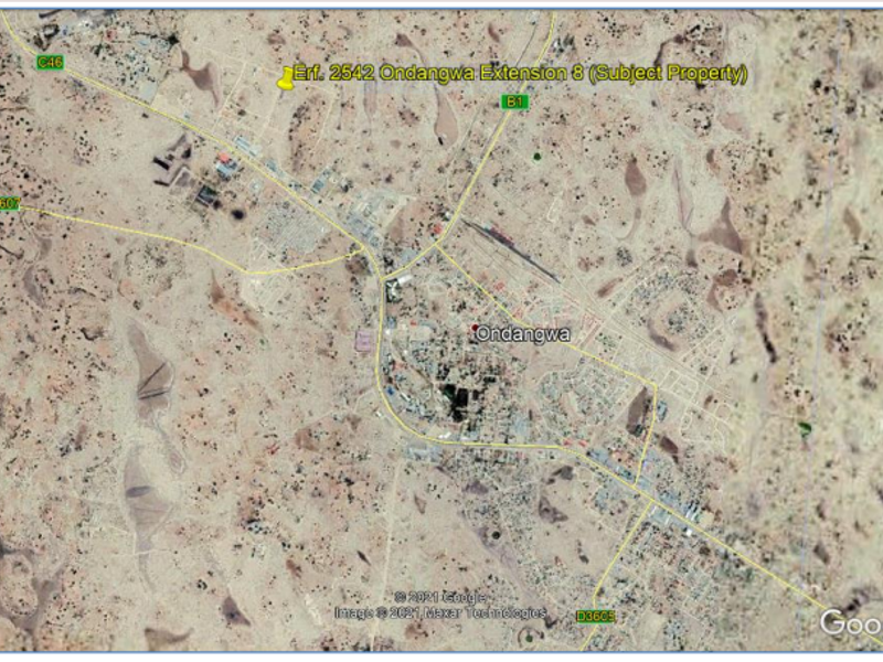 Satellite aerial view showing the location of the subject property in Ondangwa, Namibia.