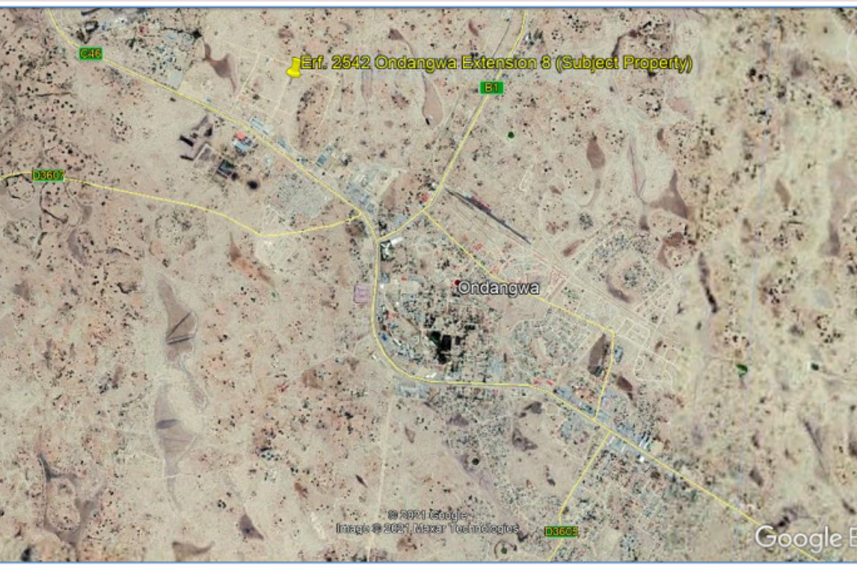 Satellite aerial view showing the location of the subject property in Ondangwa, Namibia.