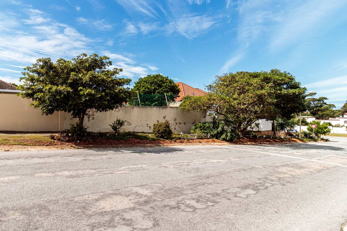 Street view of the property boundary featuring mature trees and a perimeter wall showing signs of wear and weathering.