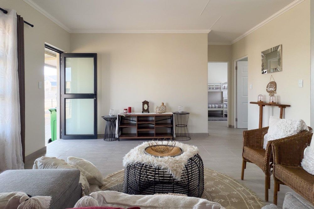 Modern, open-plan living area.