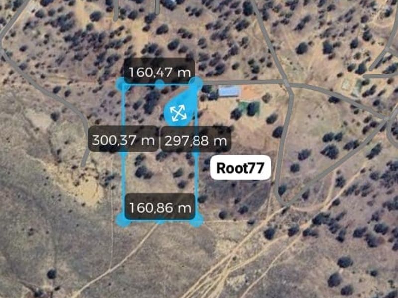 An aerial satellite view showing the boundaries and dimensions of the vacant agricultural land plot.