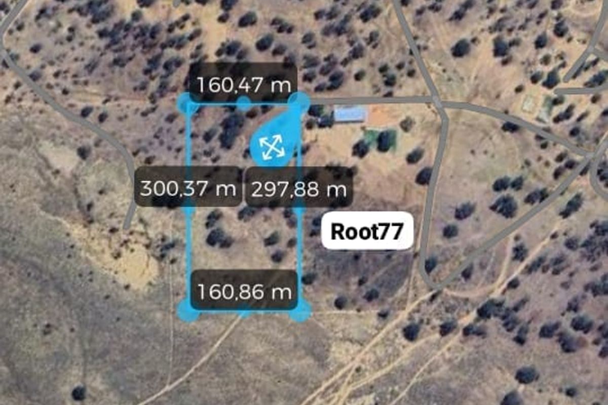 An aerial satellite view showing the boundaries and dimensions of the vacant agricultural land plot.