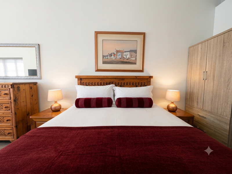 A well-maintained bedroom featuring a built-in wardrobe and neutral wall finishes, providing a comfortable and functional sleeping space.