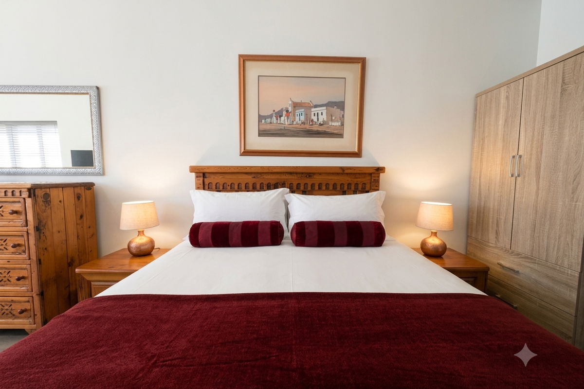 A well-maintained bedroom featuring a built-in wardrobe and neutral wall finishes, providing a comfortable and functional sleeping space.