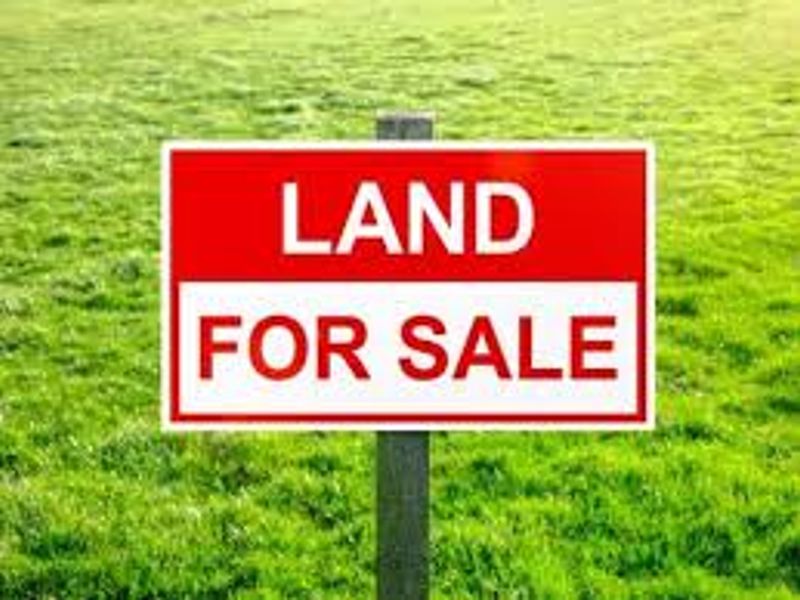 A vacant residential land plot featuring a prominent Land For Sale sign set against a grassy landscape.