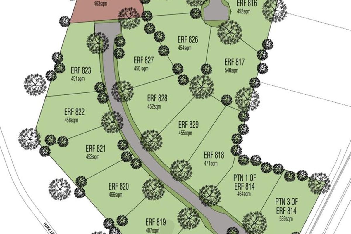 A site plan diagram illustrating the layout and plot sizes of various erven within the Zimbali Lakes Resort development.