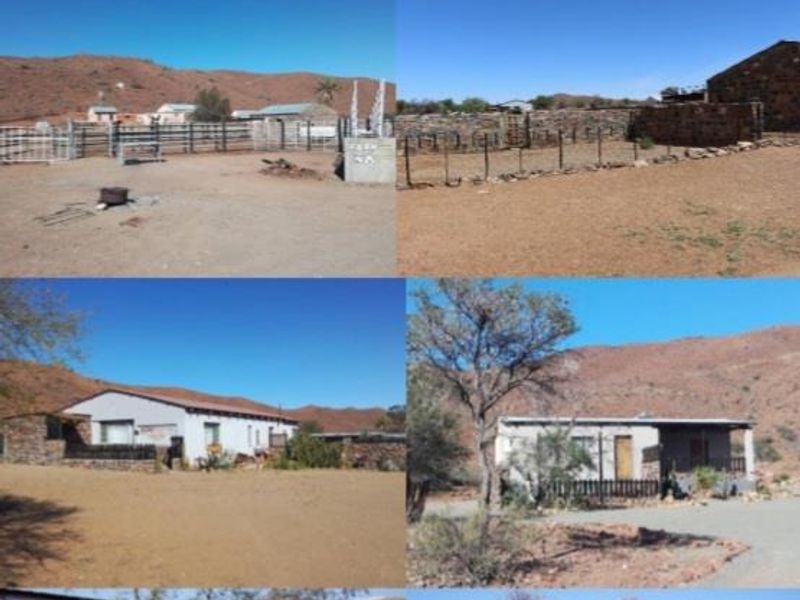 A collage of exterior views showing the farm property, including the landscape, swimming pool, outbuildings, and surrounding terrain.