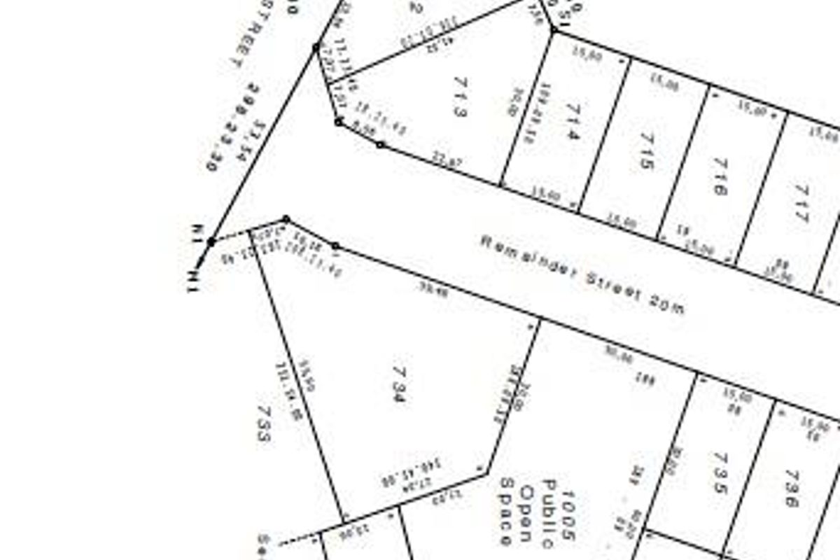 A detailed cadastral survey map showing the layout and dimensions of multiple commercial land plots.