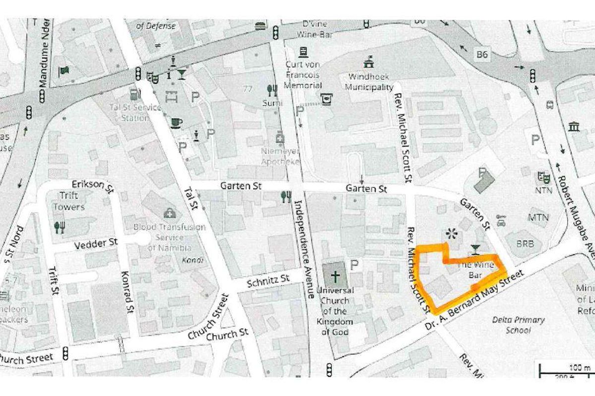 A map showing the location of the commercial vacant land plot in the city center.
