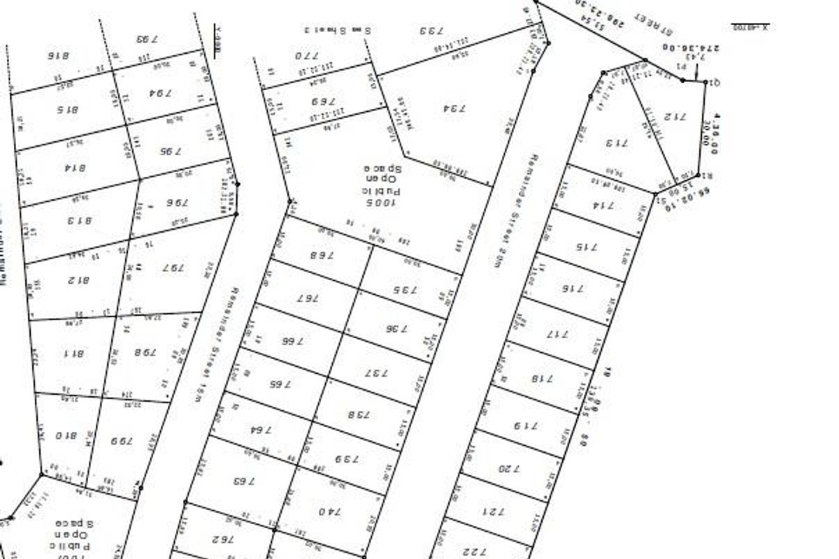 A detailed cadastral survey map showing the layout and boundaries of multiple commercial land plots.