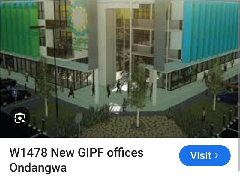 Architectural rendering of the new GIPF office building facade in Ondangwa, showcasing a modern commercial design.