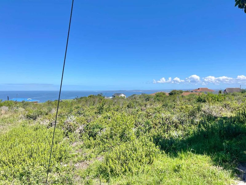 A scenic view overlooking natural coastal vegetation with distant ocean and residential properties visible on the horizon.