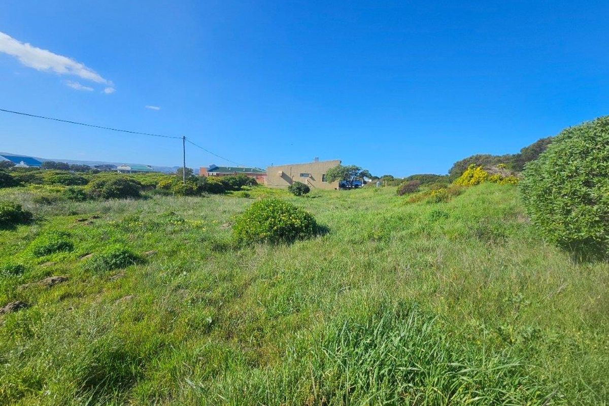 A view of the vacant commercial land featuring natural vegetation and overhead power lines, with neighboring structures visible in the distance.
