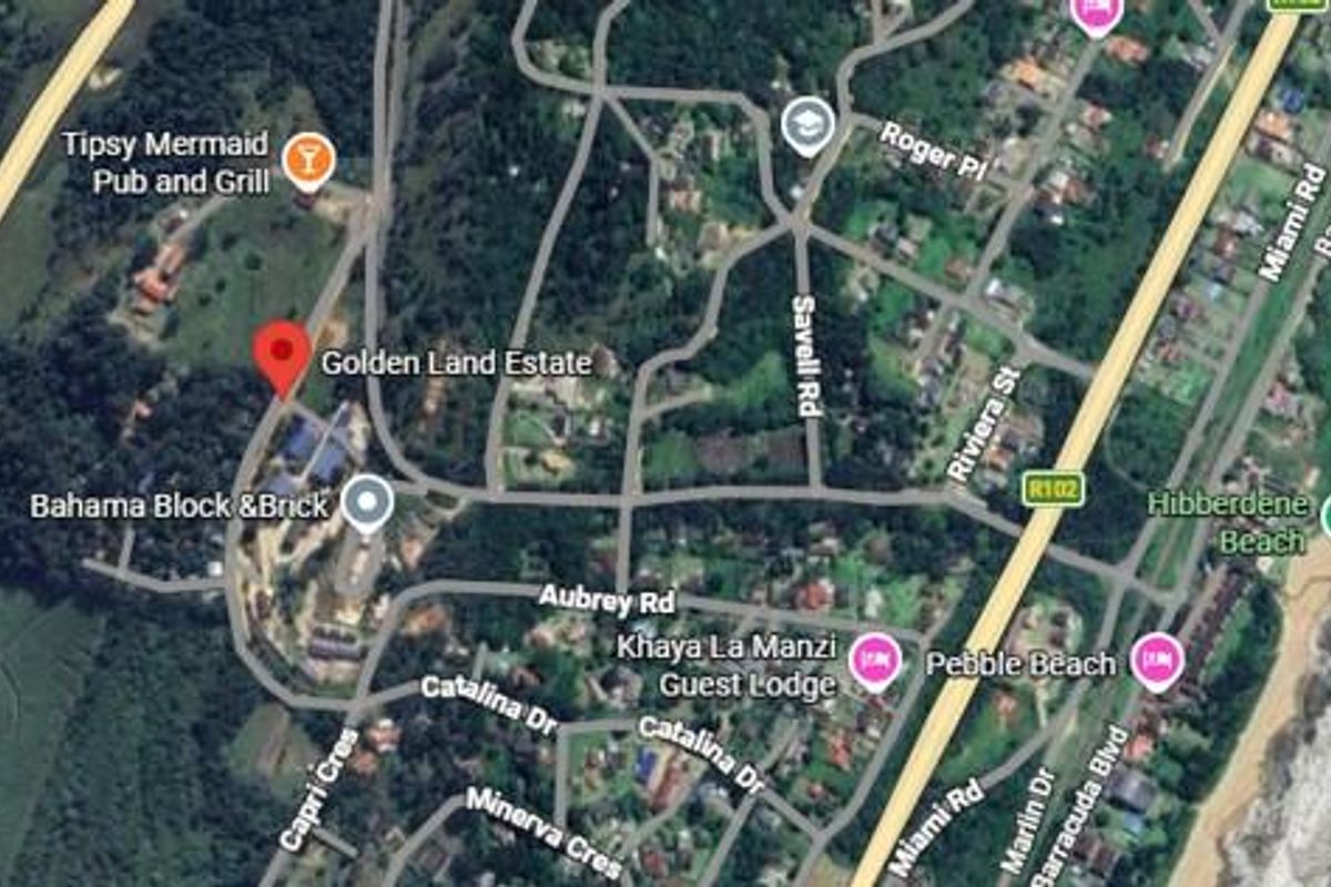 An aerial map view showing the location of Golden Land Estate in relation to surrounding roads and local landmarks.