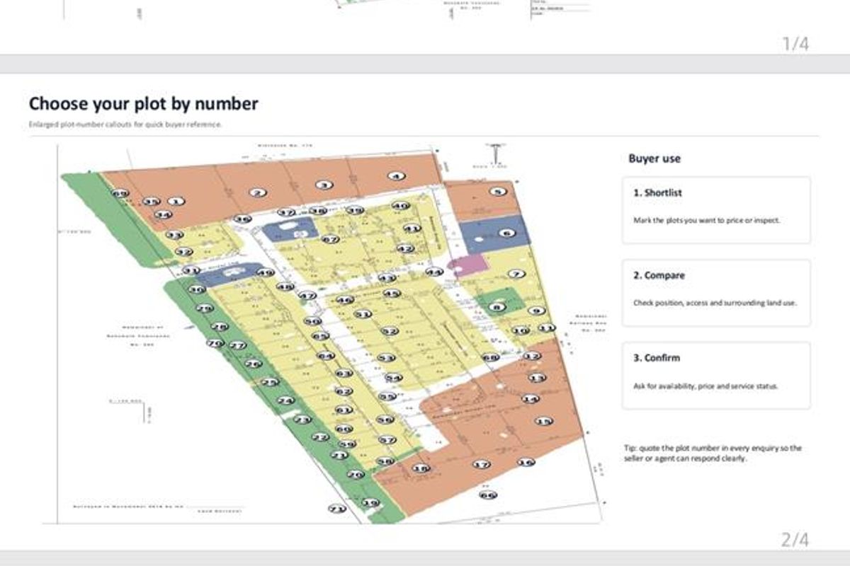 A comprehensive site layout plan for Acacia Park, detailing residential plot numbers, land-use zoning, and street access for prospective buyers.