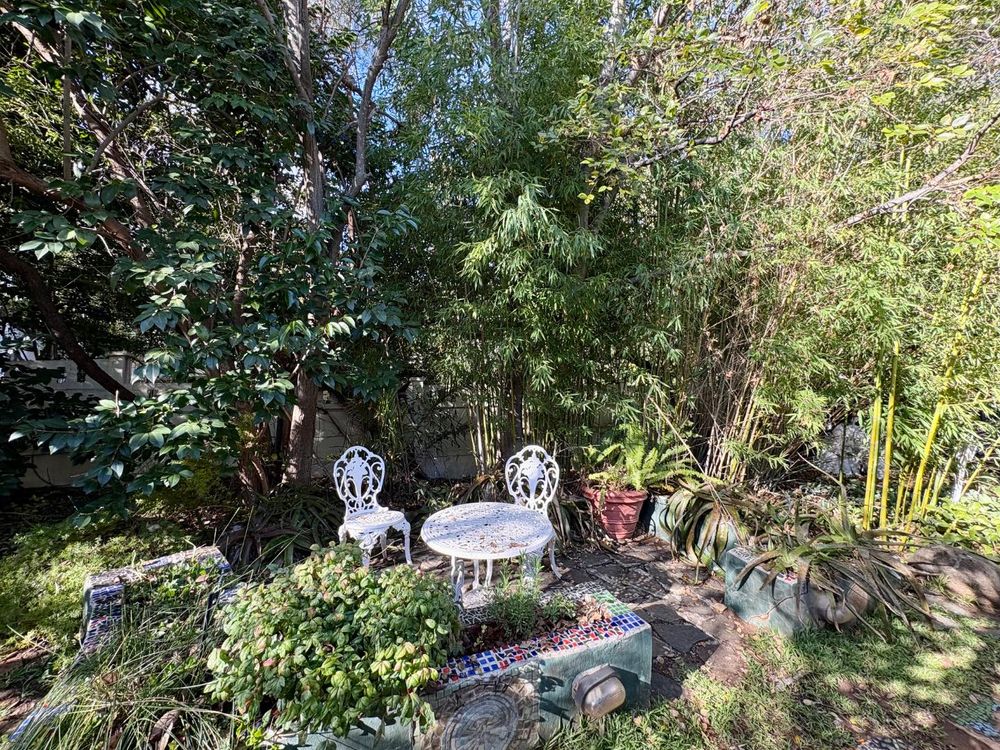 Private sitting area in garden.