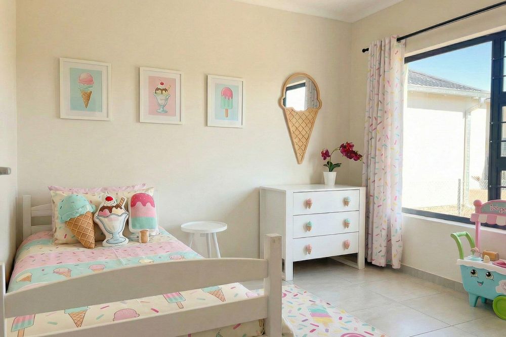 Second bedroom with built-in cupboards.