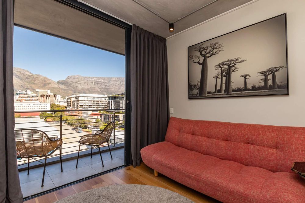 Living space opens unto private balcony