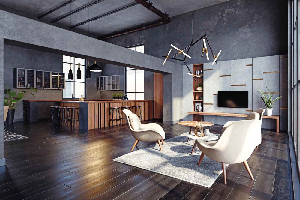 Entertainment area with bar kitchen