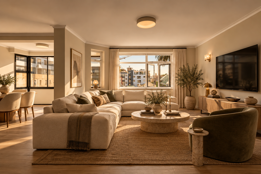 open plan lounge and dining room plus study