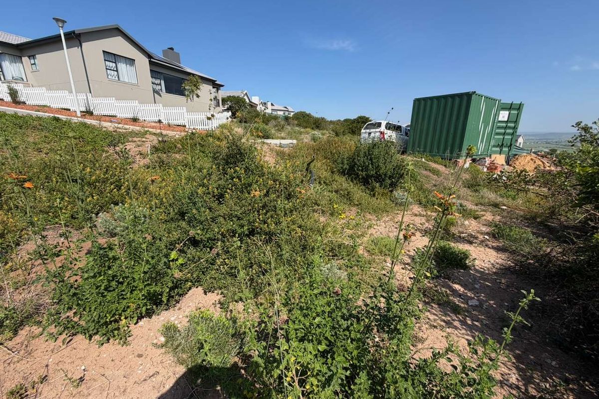 A sloped vacant residential plot featuring natural vegetation, with neighboring properties visible in the background.