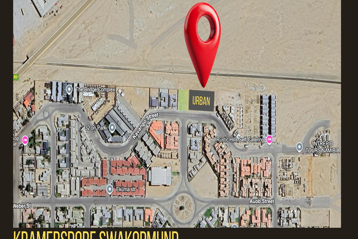 An aerial map view highlighting the location of the property within the Kramersdorf area of Swakopmund.