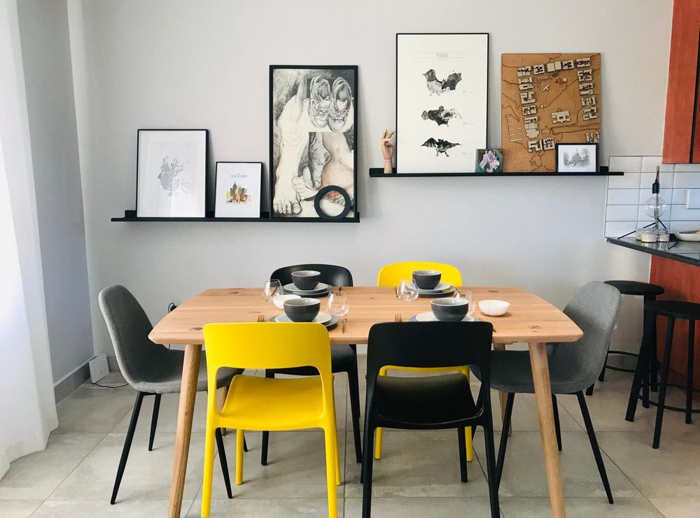 Interesting shelving for art display