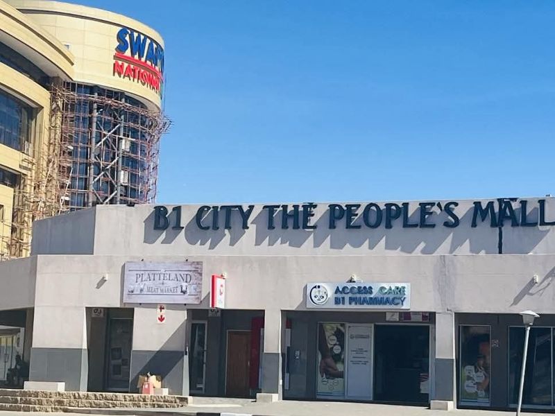 Front elevation of B1 City The People's Mall, featuring commercial storefronts, signage, and modern concrete facade construction.