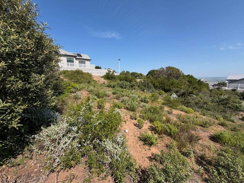 A sloped residential plot featuring natural vegetation and surrounding hillside views, offering potential for custom landscaping or development.