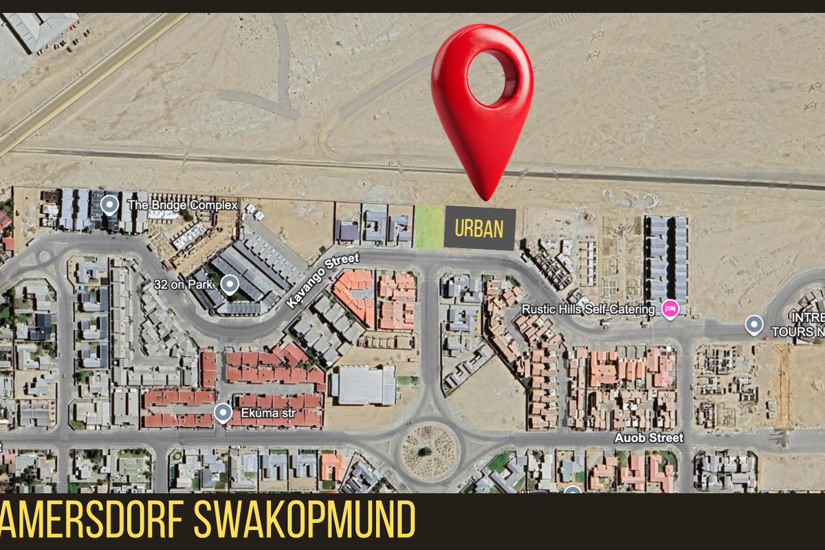 Aerial map view showing the location of the property within the Kramersdorf area of Swakopmund.