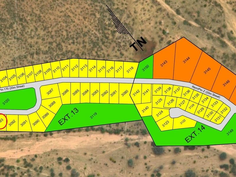 An aerial site layout plan showing residential plot boundaries and street access for the development.