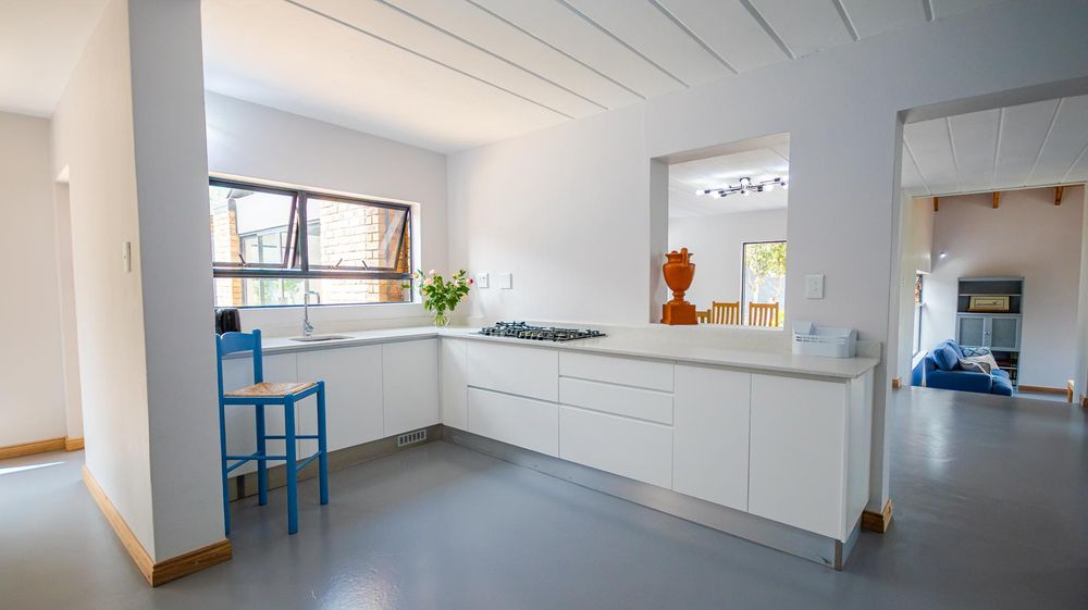 Beautifully fitted kitchen overlooking the swimming pool