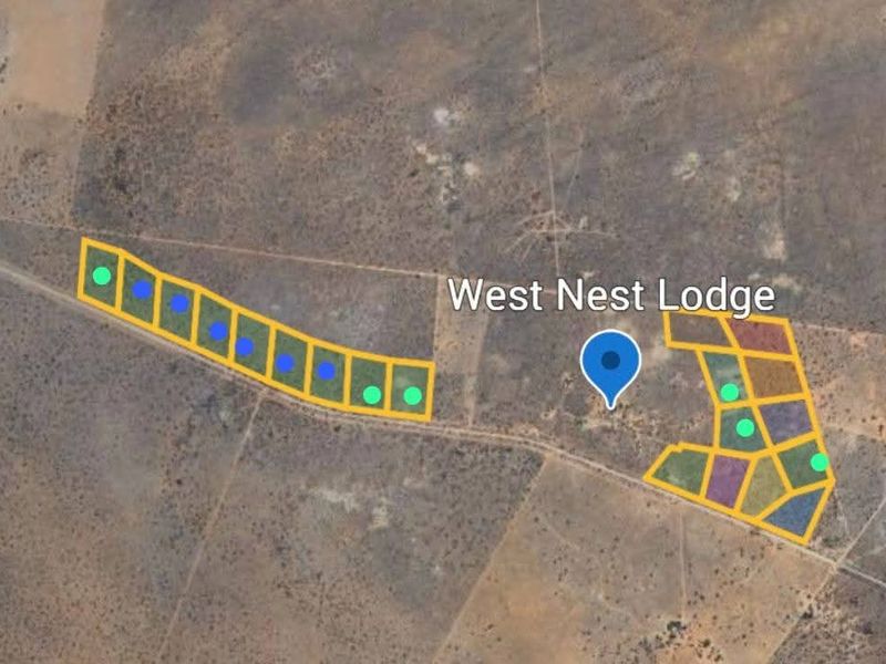 Aerial view showing the layout and boundaries of vacant land plots at West Nest Lodge.
