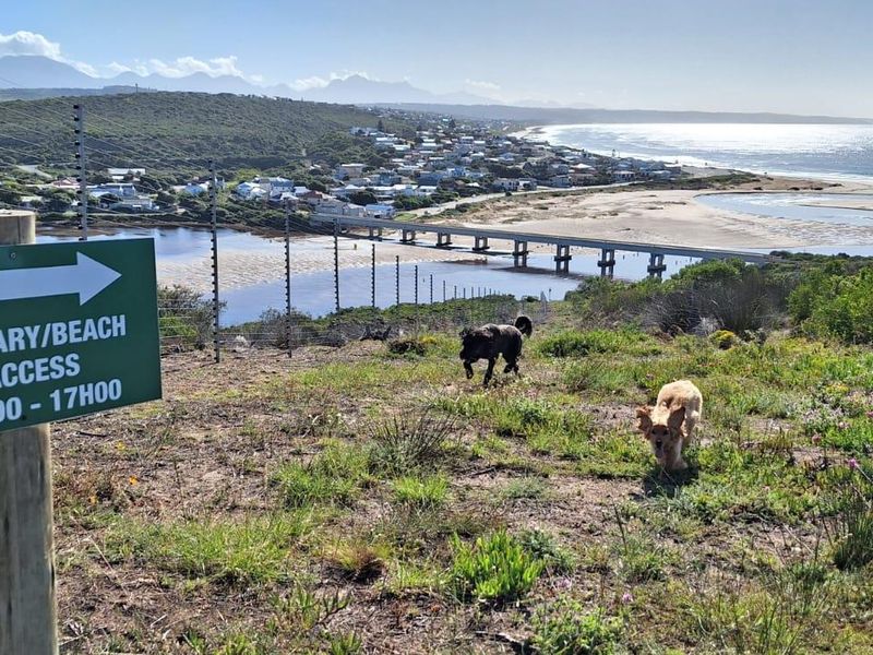 Scenic elevated view overlooking the estuary, beach, and coastal town, featuring secure perimeter electric fencing.