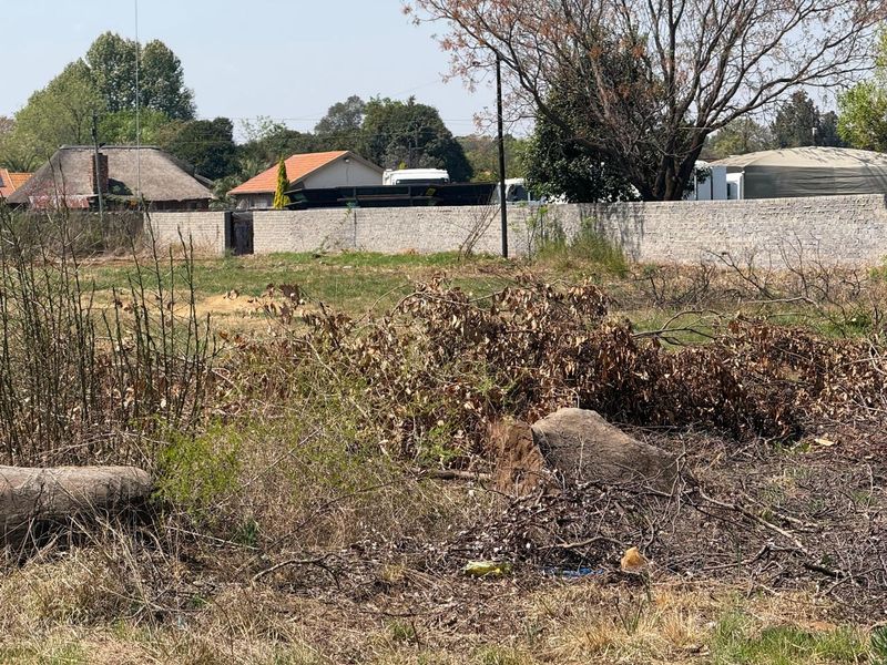 A vacant residential plot featuring overgrown vegetation and a perimeter masonry wall, offering a blank canvas for future development.