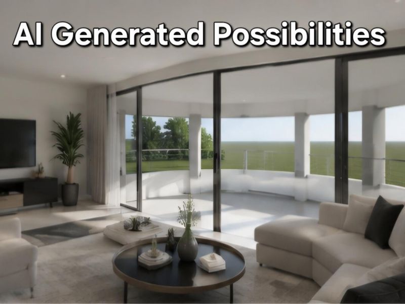 Spacious living room featuring large sliding glass doors that open onto a balcony, providing ample natural light and outdoor access.