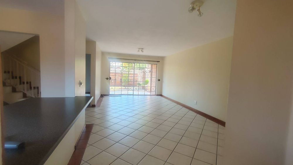 A view on the dining and living areas