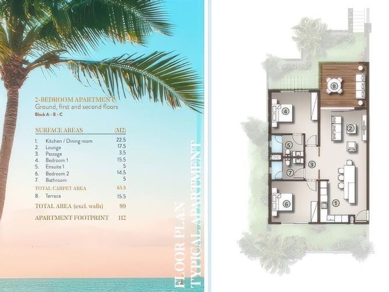 2BEACH RESIDENCES — DESTINATION MAURITIUS  ONLY 1 UNIT LEFT — 2 BED / 2 BATH, 110.8 m2 — USD 417,000. SOLD OUT. - Photo 10