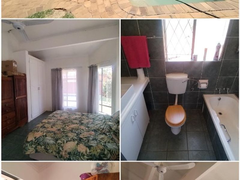 A collage showing various areas of the property including a swimming pool, bedroom, bathroom, and kitchen area.