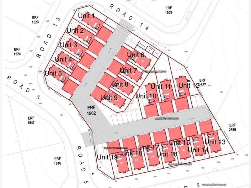 Site plan showing the layout and positioning of multiple townhouse units within the development.