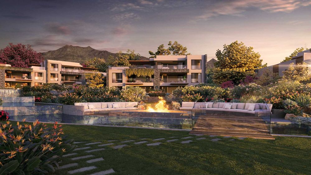 Development units, pool and fire pit