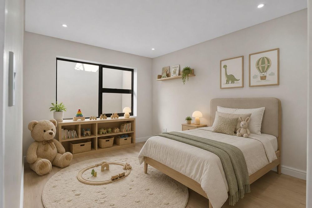 Virtually staged smaller third bedroom