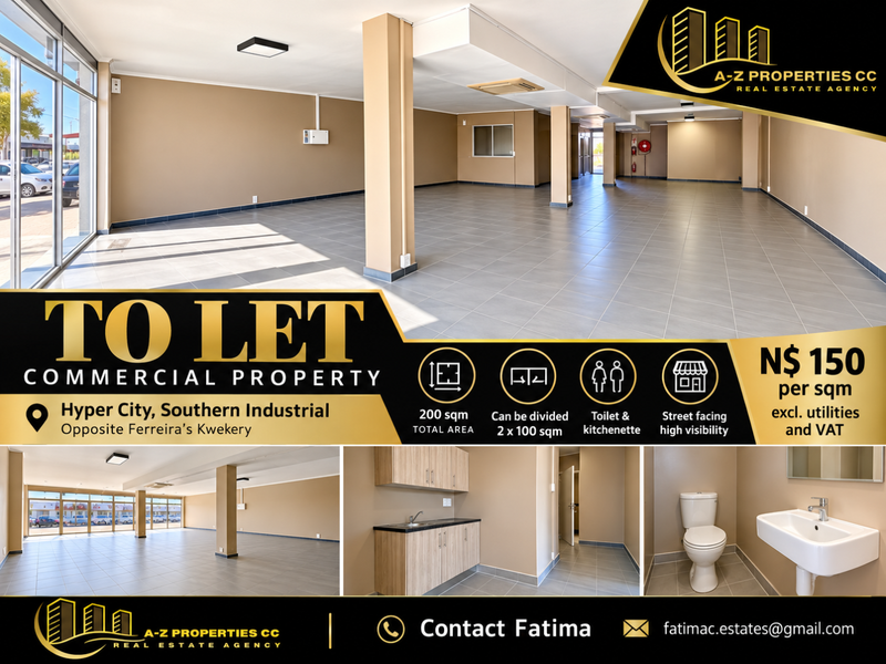 A spacious open-plan commercial retail unit featuring large glass frontage, tiled floors, a private kitchenette, and a restroom facility in a high-visibility location.