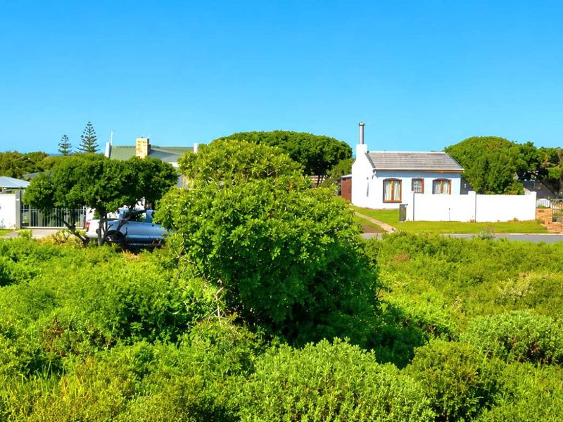 A view of a vacant residential plot covered in natural vegetation, surrounded by existing residential properties and boundary walls.