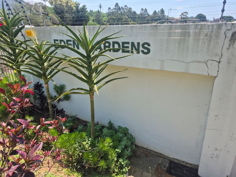 A view of the complex boundary wall featuring electric fencing and established garden landscaping at the property entrance.